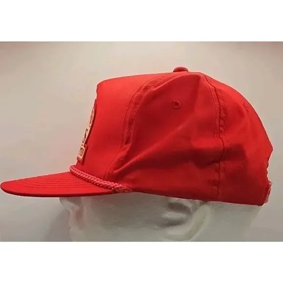 Vintage 90s Poes Fishing Lure Rope Patch Cap Logo Mesh Foam Snapback Trucker Hat - Picture 4 of 8